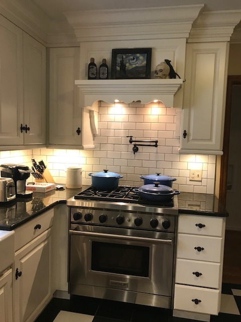 kitchen stove and cabinets